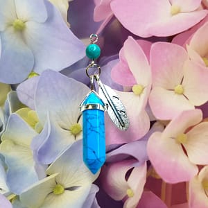 Dije Pluma de Ángel con Cuarzo Turquesa Azul
